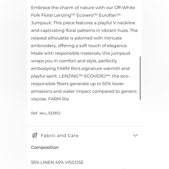 Farm Rio - Off-White Folk Floral Lenzing Ecovero Euroflax Jumpsuit Medium NWT - Picture 4 of 16